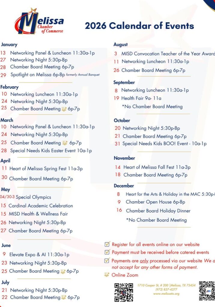 2026 Calendar of Events