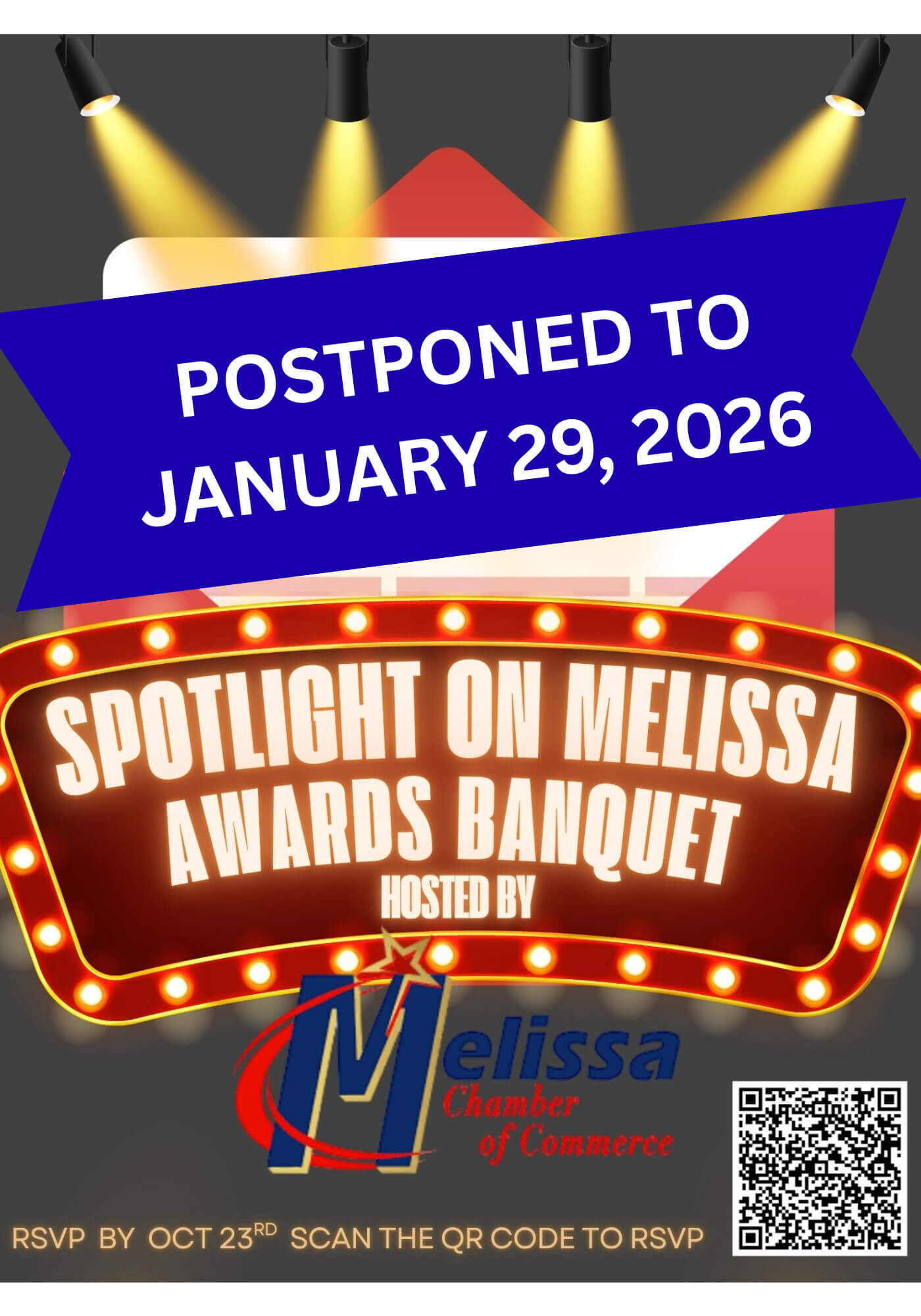 Spotlight on Melissa Postponement Flyer